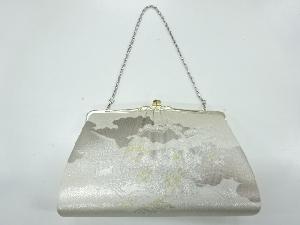 アンティーク　松に花模様織出し和装バッグ